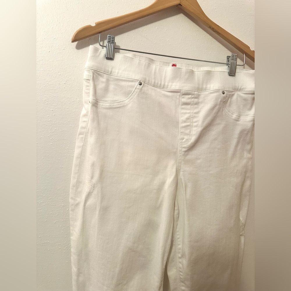 Spanx Women’s Ankle Skinny Pull-On Jeans White Distressed Size Large - Picture 4 of 10
